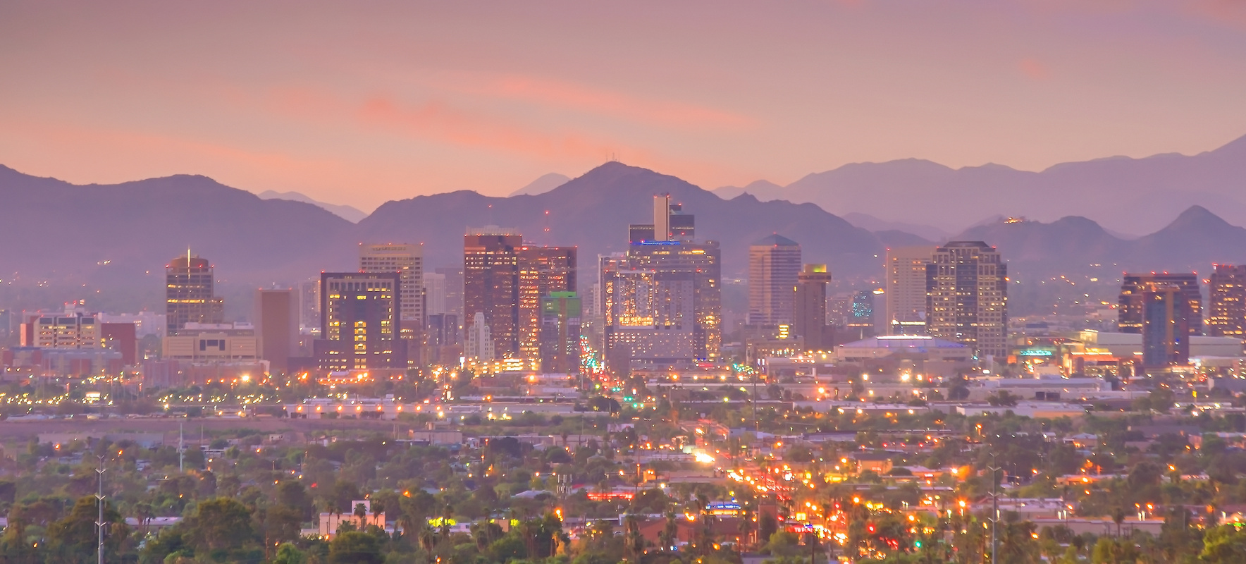 Phoenix city downtown skyline cityscape of Arizona in USA